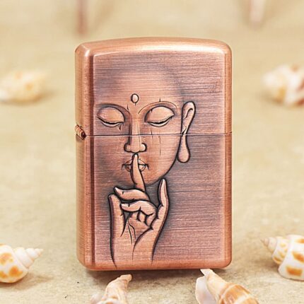 Zippo Copper-Tone Engraved Buddha Jacket Lighter