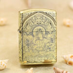 White Tara high-polish brass Zippo Armor lighter with Buddhist deity engraving