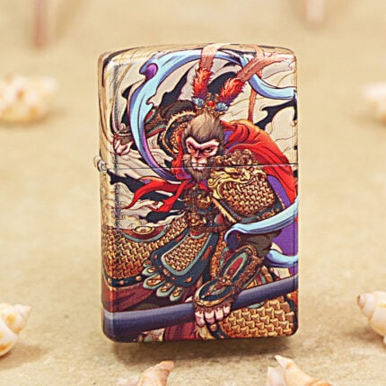 Zippo silver-tone glow-in-the-dark Monkey King full-wrap lighter