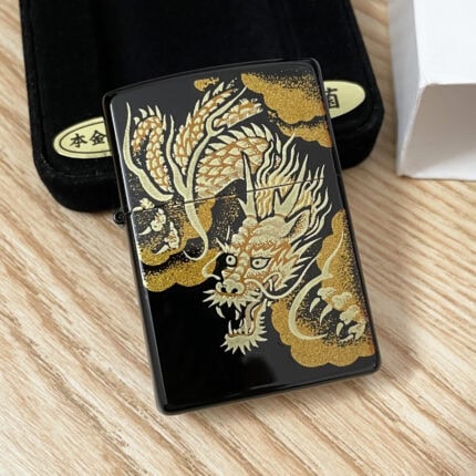 Japanese Zippo Maki-e Dragon Gold Leaf Lighter