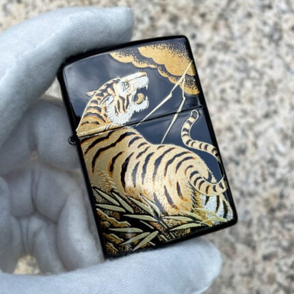 Japanese Zippo Maki-e Urushi Tiger Gold Leaf Lighter
