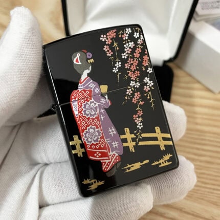Japanese Zippo Maki-e Kyoto Maiko Gold Leaf Lighter