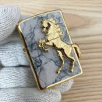 Japanese Zippo gold Marble Horse emblem lighter – alternate view 2