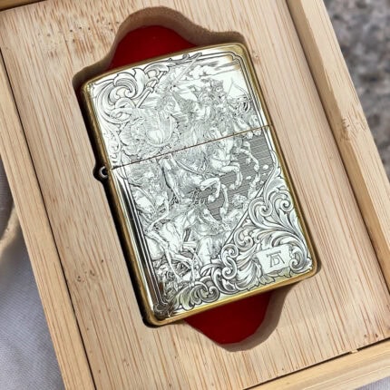 Four Horsemen new-style high-polish brass Zippo Armor lighter front view