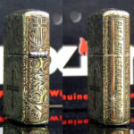 KZ252 Zippo Armor engraved cross and Latin motto side views