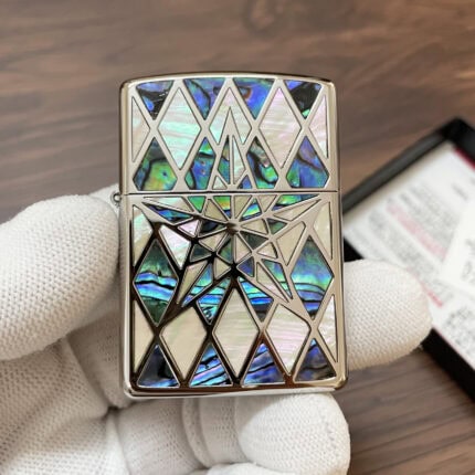 Japanese Zippo Armor Silver Shell Star Mother-of-Pearl Lighter