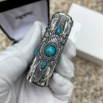 Japanese Zippo Silver-Plated Indian Turquoise Feather Lighter – product image 2 of 12