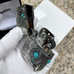 Japanese Zippo Silver-Plated Indian Turquoise Feather Lighter – product image 5 of 12