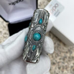 Japanese Zippo Silver-Plated Indian Turquoise Feather Lighter – product image 7 of 12