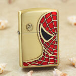 Spider-Man high-polish brass Zippo Armor lighter with red-black lacquer artwork