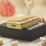 Spider-Man brass Zippo Armor lighter base stamp beside original box