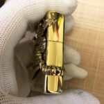 Open Alien Emblem No. 1 brass Zippo lighter reverse view