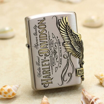 Japanese Zippo Harley-Davidson Antique Nickel Brass Eagle Lighter HDP-75