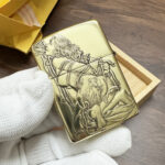 Bound Woman brass Zippo Armor lighter carving close-up