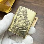Bound Woman brass Zippo Armor lighter lid carving detail
