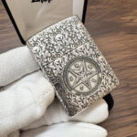 Son of Satan Pentagram sterling silver Zippo Armor lighter – angled front view of the King of Hell pentagram sterling silver Zippo Armor lighter