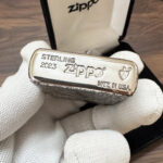 Son of Satan Pentagram sterling silver Zippo Armor lighter – second bottom stamp view of the 2023 sterling silver Zippo Armor lighter