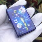 ZippoBlueMatteWindyGirlLimitedEditionWithLady_01