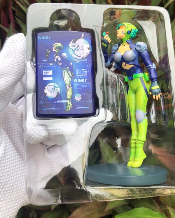 ZippoBlueMatteWindyGirlLimitedEditionWithLady_14