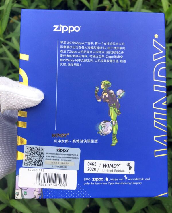 ZippoBlueMatteWindyGirlLimitedEditionWithLady_22