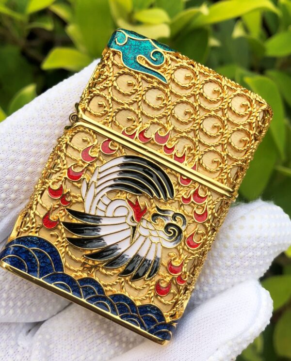 ZippoPlatedGoldenJacketJapaneseCrane_01 ZippoPlatedGoldenJacketJapaneseCrane_01
