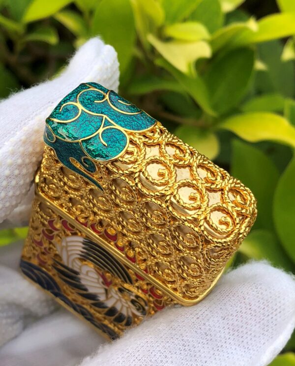 ZippoPlatedGoldenJacketJapaneseCrane_03 ZippoPlatedGoldenJacketJapaneseCrane_03