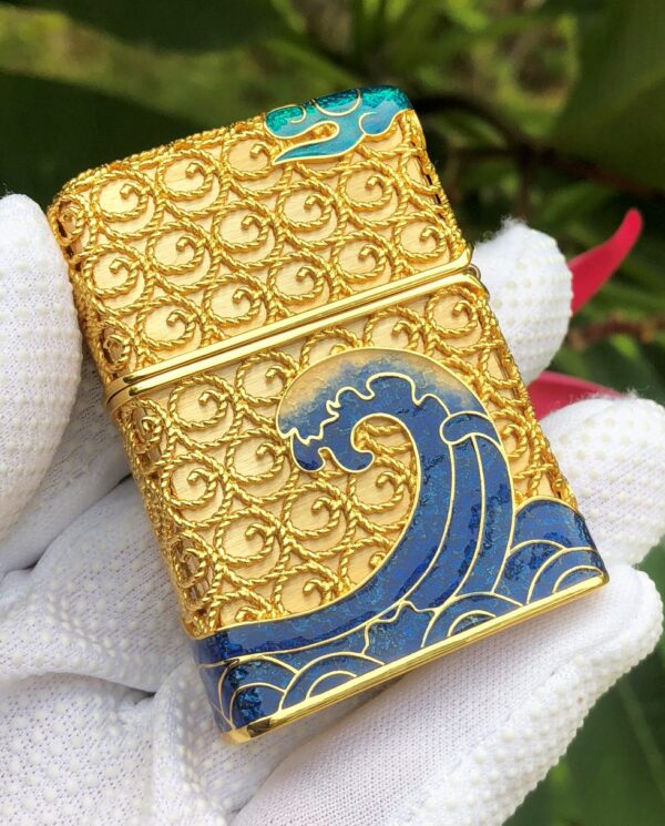 ZippoPlatedGoldenJacketJapaneseCrane_14 ZippoPlatedGoldenJacketJapaneseCrane_14