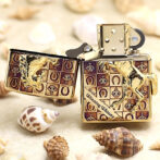 ZippoSmokedGoldenMarbleHorseWithSquareLighter_02