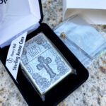 Holy Bible sterling silver Zippo Armor lighter presented in its original box with pouch