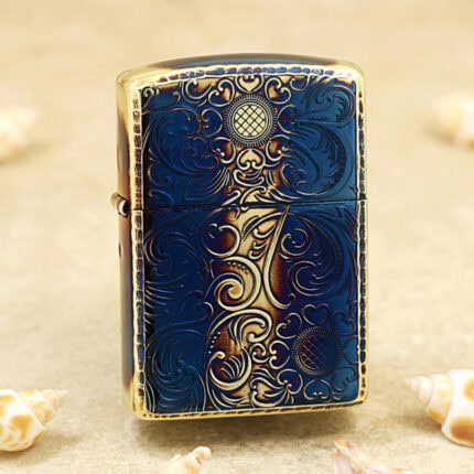 Japanese Zippo Armor Smoked Brass 5-Side Arabesque Lighter