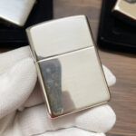 Zippo #26 high-polish sterling silver Armor lighter, front view