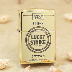 Etching Brass Engraved Lucky Strike Zippo Lighter