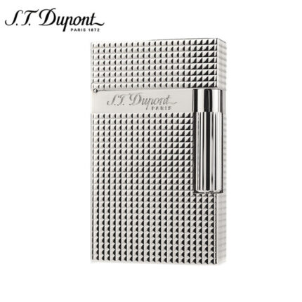 S.T. Dupont Ligne 2 silver Diamond Head guilloché lighter 16184 – product view 1