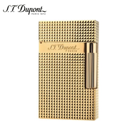 S.T. Dupont Ligne 2 yellow gold diamond head guilloché lighter 16284