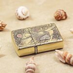 Wolf Girl brass Zippo Armor lighter reverse floral and moth artwork