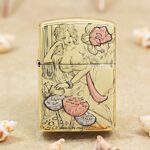 Classical Floral Beauty high-polish brass Zippo Armor lighter front view