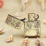 Open Woman Samurai brass Zippo Armor lighter front artwork