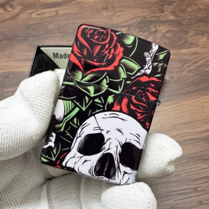 Zippo Skull and Rose full-wrap color lighter
