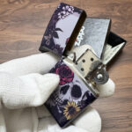 Zippo Burial Skull full-wrap color lighter – alternate view 1