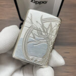 Tree of Life sterling silver Zippo Armor lighter, alternate front angle