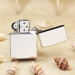 Open Blue Enchantress Rose Zippo Armor lighter reverse view