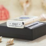 Blue rose Zippo Armor lighter base stamp beside original box