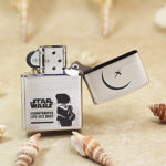 Star Wars smoked silver Zippo Armor lighter reverse artwork