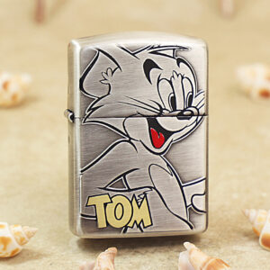 Etching Smoked Silver Tom and Jerry Zippo Lighter