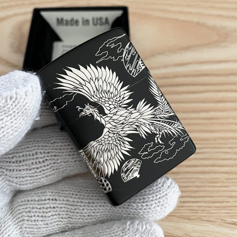 Silver Lacquer Phoenix Japanese Zippo | KingZendo