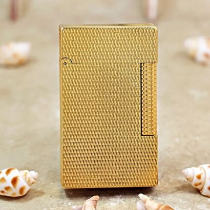 Karl Wieden KW-T02V gold wheat-ear petrol lighter, front view with side roller