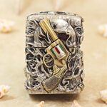 Zippo Silver-Tone Revolver Metal Jacket Lighter – alternate view 1