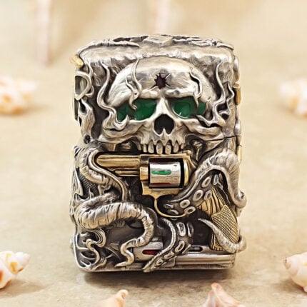 Zippo Silver-Tone Revolver Metal Jacket Lighter