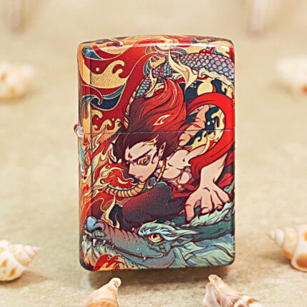 Zippo silver-tone Nezha full-wrap color lighter