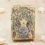 KZ501 brass Zippo Armor lighter with Zakiram woman and protective mask engraving
